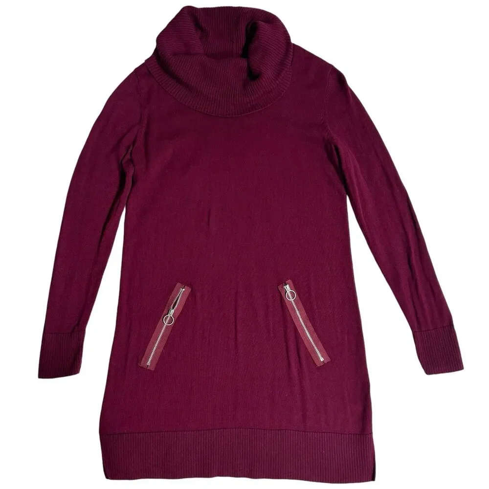 Eight Eight Eight Womens Sweater Sz Small Cowl Neck Burgundy Purple Knit